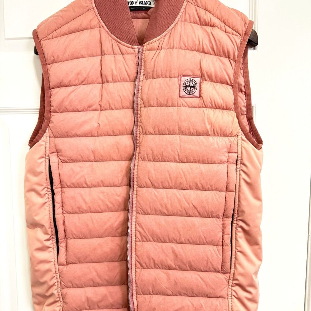 Stone Island Pink Down Loom Woven Chambers Vest [S]